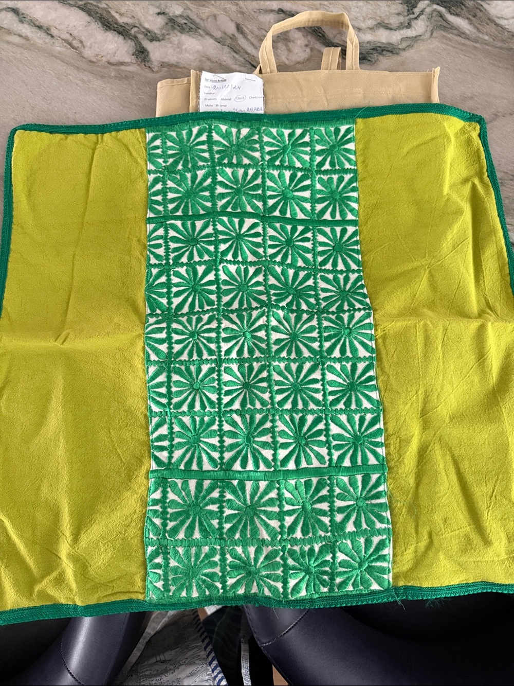 Green & Lime Floral Panel Pillow cover